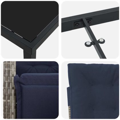 Комплект за хранене в градината 3 pcs Сив полиратан