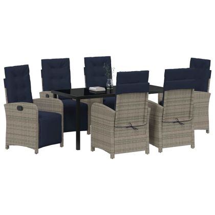 Комплект за хранене в градината 7 pcs Сив полиратан