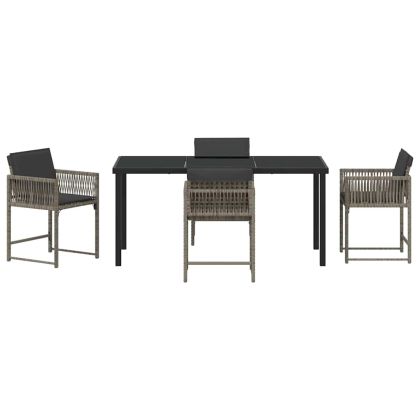 Комплект за хранене в градината 5 pcs Сив полиратан