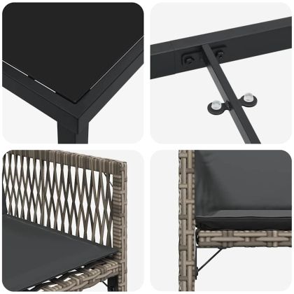 Комплект за хранене в градината 5 pcs Сив полиратан