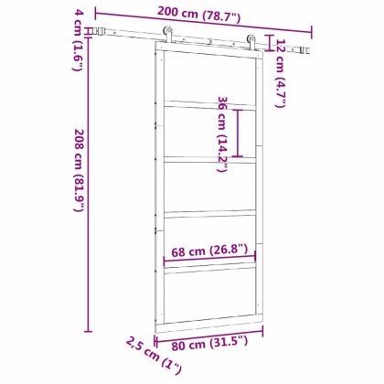 Преплъзваща се врата Кафяво 80 x 208 см Борово дърво масив