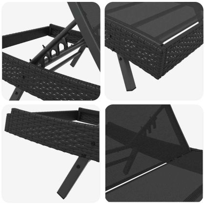 Легла за слънце 3 pcs Черно 40 x 40 x 40.5 см полиратан