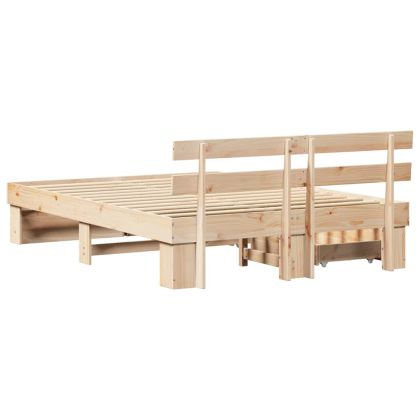 Рамка за легло Кафяво 150 x 200 cm Солидно борово дърво