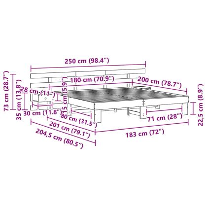 Рамка за легло Кафяво 180 x 200 cm Солидно борово дърво