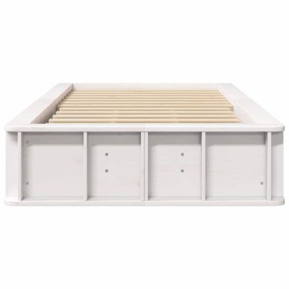 Рамка за легло Бяло 210 x 118 x 30 см Солидно борово дърво