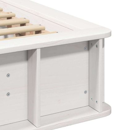 Рамка за легло Бяло 210 x 118 x 30 см Солидно борово дърво