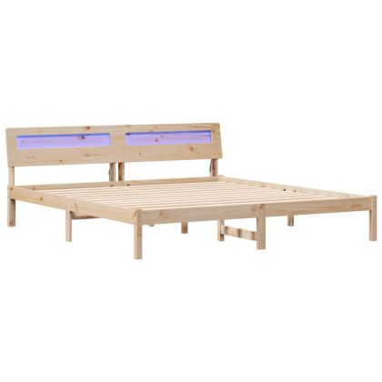 Рамка за легло Кафяво 200 x 200 cm Солидно борово дърво