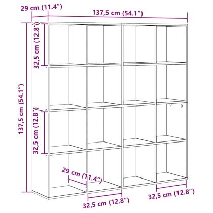 Шкаф за книги Черния дъб 137,5 x 29 x 137,5 см Инженерно дърво