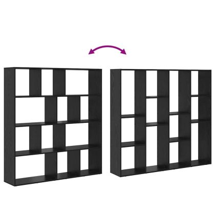 Шкаф за книги Черен дъб 132 x 29 x 141.5 см Инженерно дърво