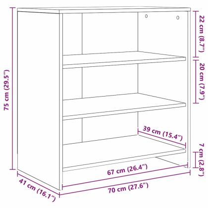 Служебен шкаф 2 pcs Черния дъб 70 x 41 x 75 см Инженерно дърво