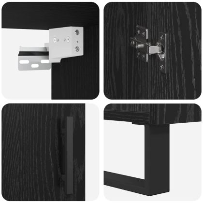 Висок шкаф 2 pcs Черен дъб Инженерно дърво