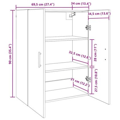 Стенно шкафче 2 pcs Старо дърво 69,5 x 34 x 90 см