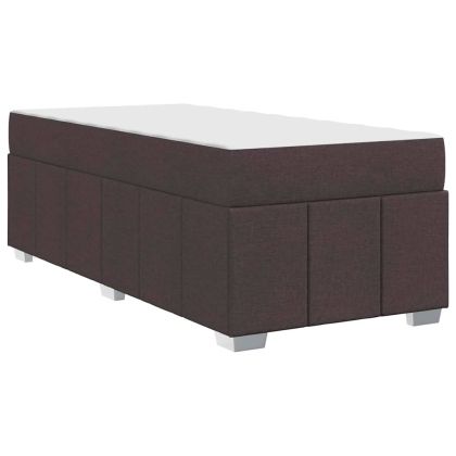 Рамка за легло с матрак Тъмен кафяв 90 x 190 cm текстил