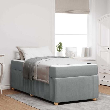 Рамка за легло с матрак Светлосиво 90 x 200 cm текстил