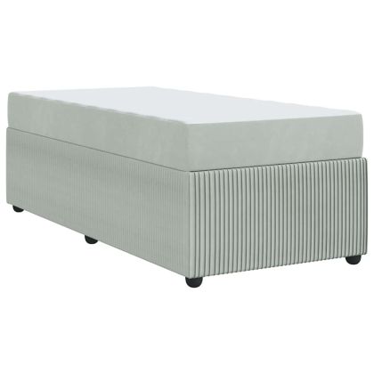 Рамка за легло с матрак Светлосиво 90 x 200 cm текстил