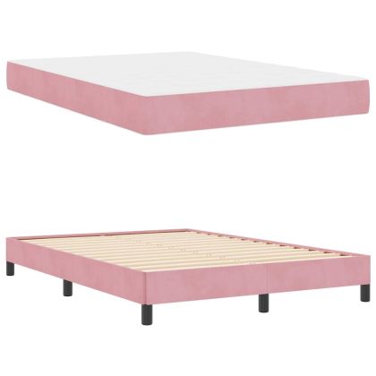 Легло с пружинирана основа с матрак Розово 140 x 190 cm текстил