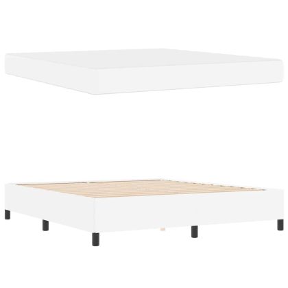 Рамка за легло с матрак Бяло 180 x 200 cm текстил