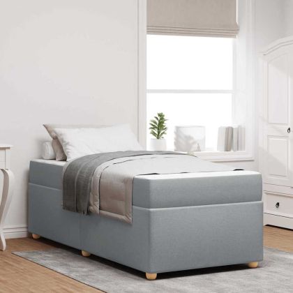 Рамка за легло с матрак Светлосиво 90 x 200 cm текстил