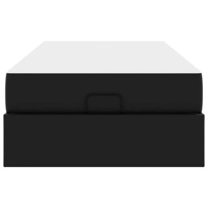Рамка за легло с матрак Черно 100 x 200 cm Изкуствена кожа