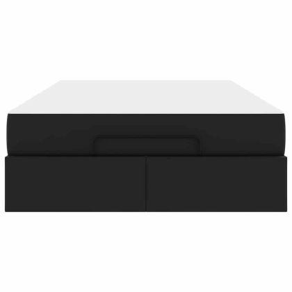 Рамка за легло с матрак Черно 120 x 200 cm Изкуствена кожа