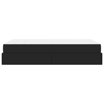 Рамка за легло с матрак Черно 120 x 200 cm Изкуствена кожа
