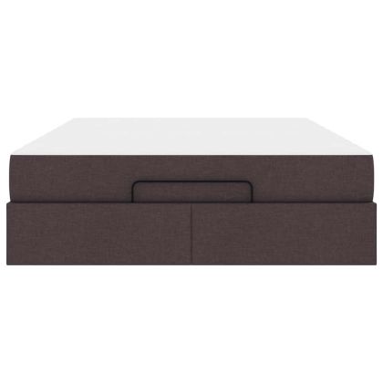 Рамка за легло с матрак Тъмнокафяв 140 x 200 cm текстил