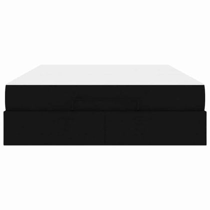 Рамка за легло със съхранение Черно 160 x 200 cm текстил