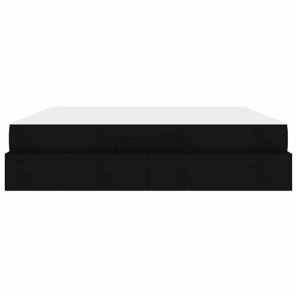 Рамка за легло със съхранение Черно 180 x 200 cm текстил