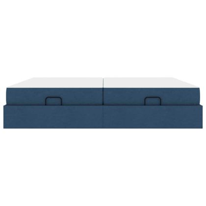 Рамка за легло със съхранение Синьо 200 x 200 cm текстил