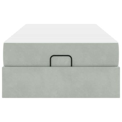 Рамка за легло с матрак Светлосиво 90 x 200 cm Кадифе