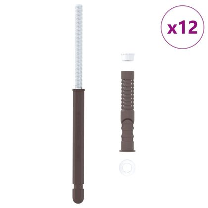 Корпус за плаващи рафтове 12 pcs Кафяво Ø10 x 170 mm Стомана