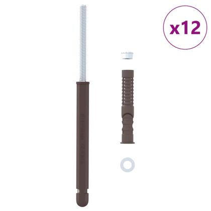 Корпус за плаващи рафтове 12 pcs Кафяво Ø12 x 190 mm Стомана