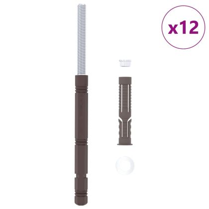 Корпус за плаващи рафтове 12 pcs Кафяво Ø14 x 210 mm Стомана