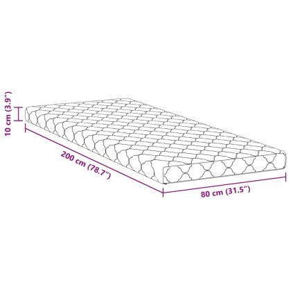 Матрак с кокосов слой Бяло 200 x 80 см PU пяна