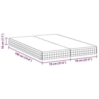Матрак 2 pcs Бяло и сиво 70 x 190 cm Бонел пружина