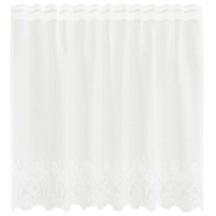 Перде от дантела С завеси Флорален Бяло 120 x 150 cm Полиестер