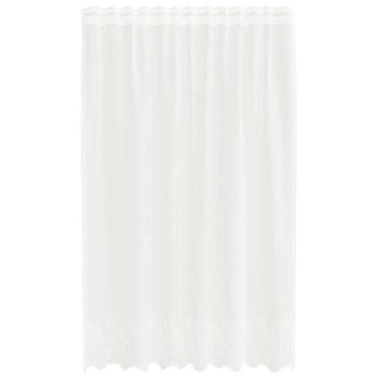 Перде от дантела С завеси Флорален Бяло 180 x 150 см Полиестер