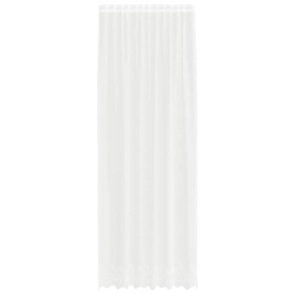 Перде от дантела С завеси Флорален Бяло 300 x 150 cm Полиестер