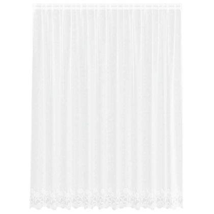 Перде от дантела С завеси Флорален Бяло 200 x 300 cm Полиестер