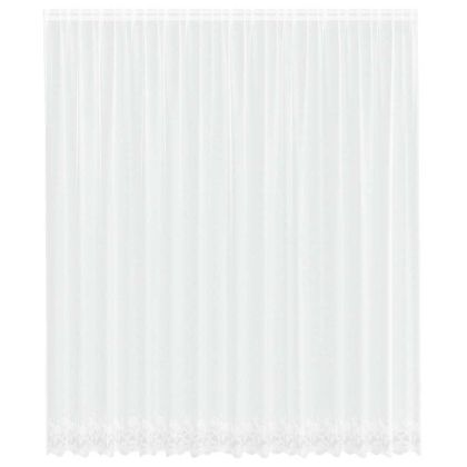 Перде от дантела С завеси Флорален Бяло 260 x 400 см Полиестер