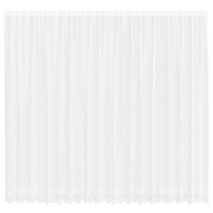 Перде от дантела С завеси Флорален Бяло 260 x 500 см Полиестер