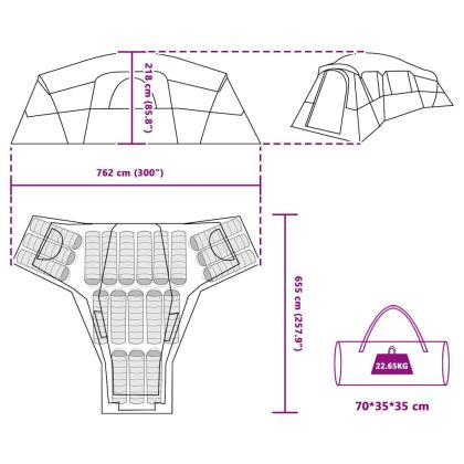 Семейна палатка с покрив Синьо 762 x 655 x 218 см тафта