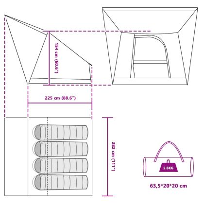 Къмпинг наметало с покрив Синьо 282 x 225 x 154 см тафта