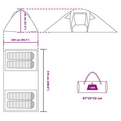 тунелна палатка с покрив Сив и оранжев 510 x 240 x 156 см тафта