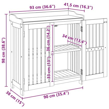 Градинско шкафче Кафяво 93 x 41.5 x 98см Солидно акациево дърво