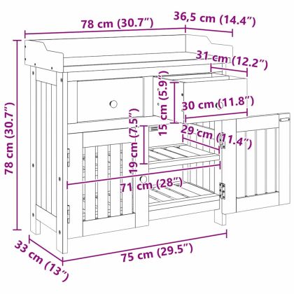 Градинско шкафче Кафяво 78 x 36.5 x 78см Солидно акациево дърво