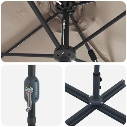 Градински парасол Таупе 370 x 197 x 239 см Полиестер и алуминий