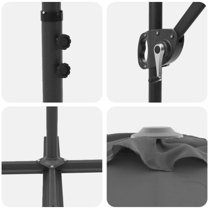 Плажен чадър Антрацит 372 x 198 x 243 см Полиестер и алуминий