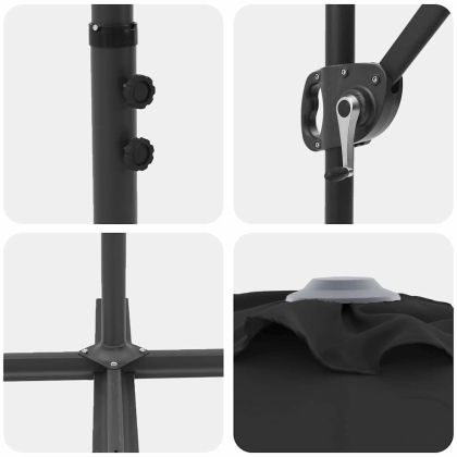 Плажен чадър Черно 372 x 198 x 243 см Полиестер и алуминий