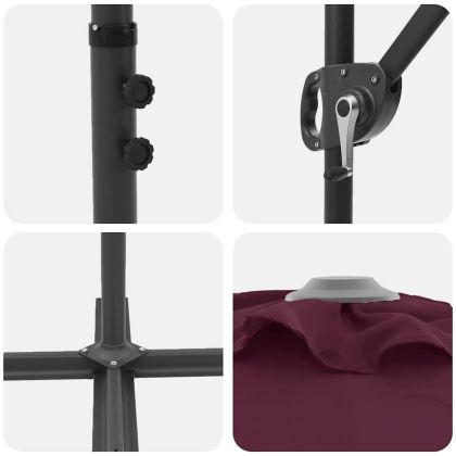 Плажен чадър Бордо червен 372 x 198 x 243 см